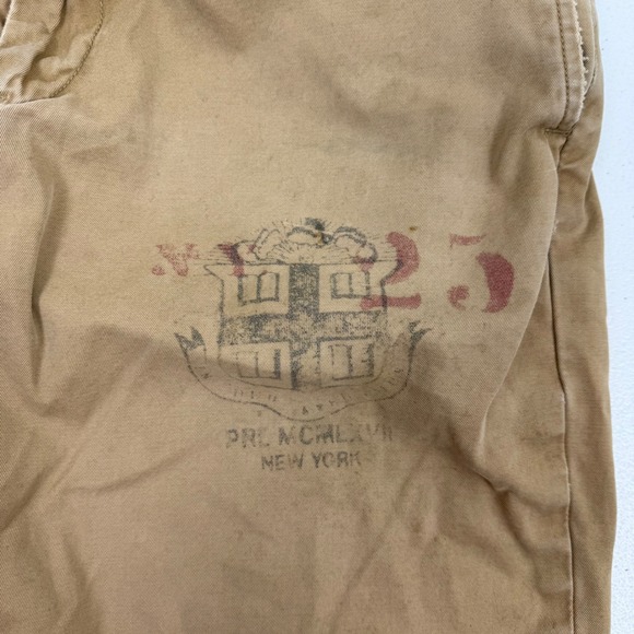 Polo Ralph Lauren Distressed Chino Pants Tan Khaki Mens 33x32 Patch Work RN41381 - Picture 10 of 14